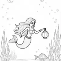 Little mermaid exploring at night