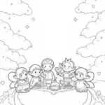 Fairies and elves picnic in the sky