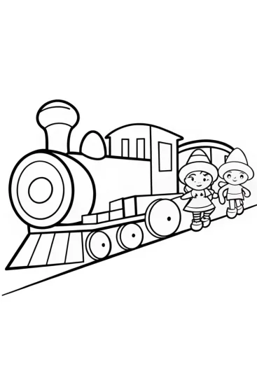 A coloring page of Strawberry Shortcake train adventure