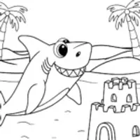 Shark sandcastle building fun