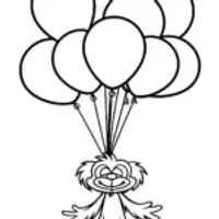 Huggy Wuggy floating with balloons