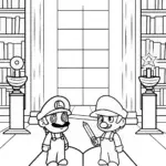 Mario and Luigi in enchanted library