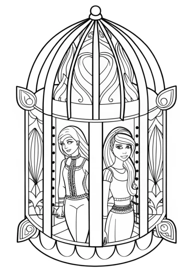 A coloring page of Barbie’s time capsule adventure
