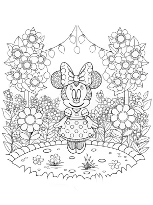 Minnie Mouse in a magical garden coloring pages