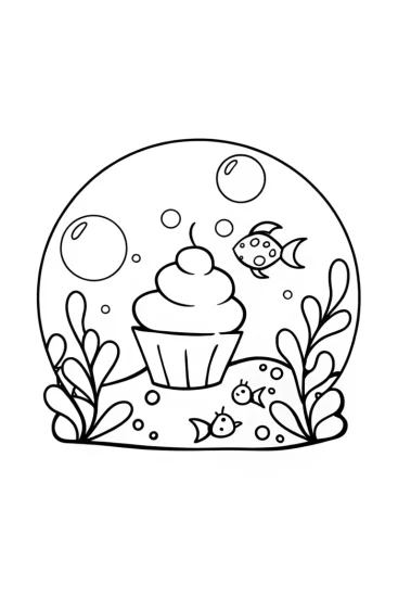 A coloring page of Cupcake Chic at the underwater festival