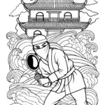Ninja detective exploring clues