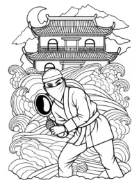 Ninja detective exploring clues