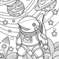 Shark astronaut exploring space