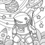 Shark astronaut exploring space