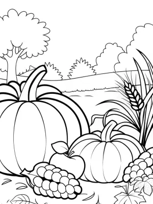 Heart-shaped harvest festival coloring pages