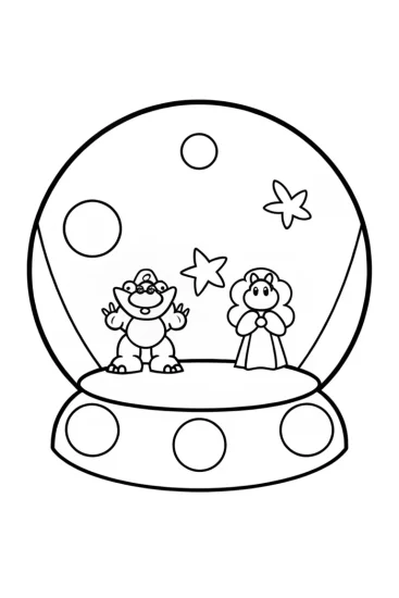 A coloring page of Bowser’s cosmic game show