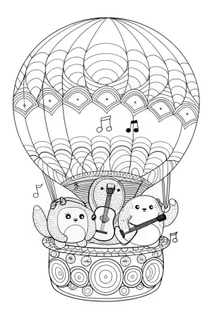 Squishmallows on a music journey coloring pages
