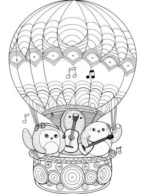 Squishmallows on a music journey coloring pages