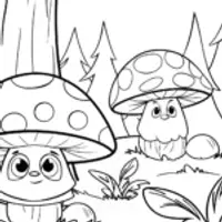 Mushroom guardians in a forest