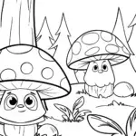 Mushroom guardians in a forest