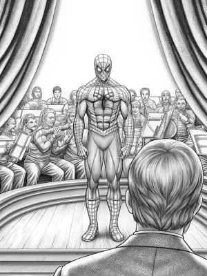 Venom conducting a dark orchestra coloring pages