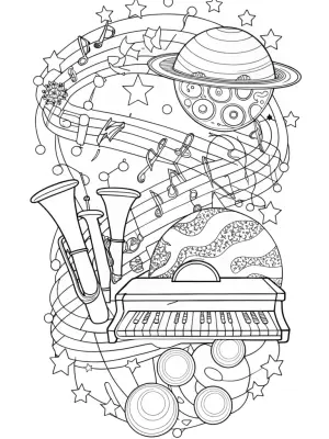 JJ’s cosmic music adventure coloring pages