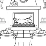 Turkey baking in a magical kitchen
