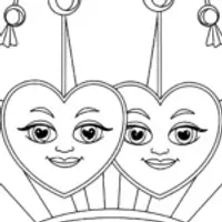 Hearts dancing in space