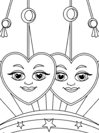 Hearts dancing in space