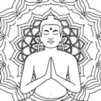 Meditating person in a mandala