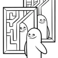 Rainbow Friends explore a mirror maze