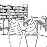 Ice cream cones in the library