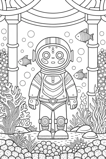A coloring page of Jasper at the underwater festival