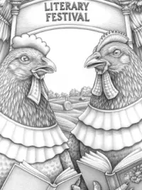 Chickens hosting a literary festival
