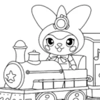 Kuromi riding a musical train