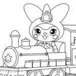 Kuromi riding a musical train