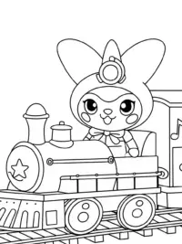 Kuromi riding a musical train