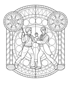 Steve and Alex time traveling coloring pages