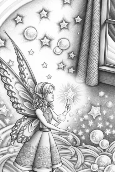 A coloring page of Fairy artisan crafting dreams