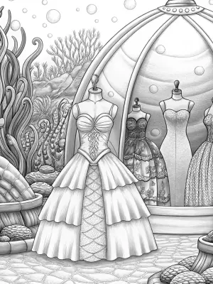 Little Mermaid underwater fashion bazaar coloring pages