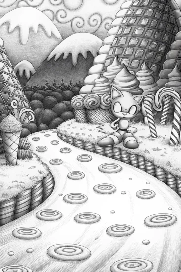 A coloring page of Super Sonic ice cream adventure