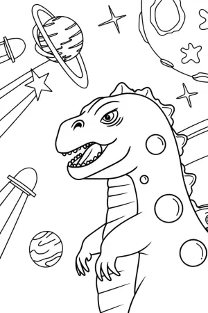 Godzilla in space adventure coloring pages