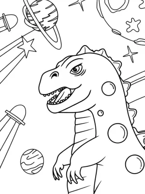 Godzilla in space adventure coloring pages