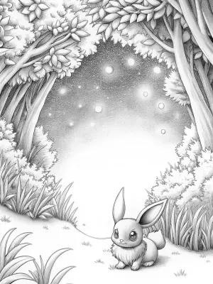 Eevee stargazing night coloring pages