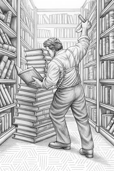 A coloring page of Hulk the librarian in a book battle