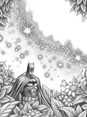 Batman in a cosmic garden coloring pages