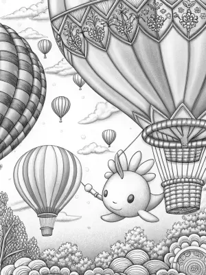 Axolotl at the balloon festival coloring pages