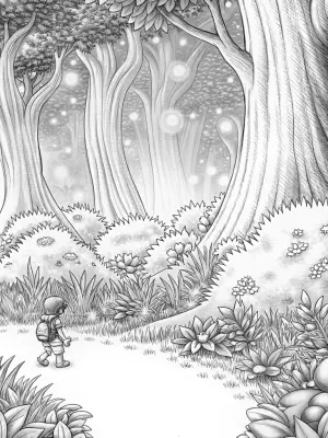 Bowser exploring an alien forest coloring pages