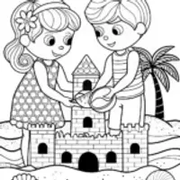 Kids building a sandcastle