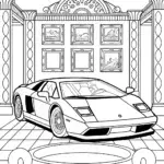 Lamborghini in a floating art gallery
