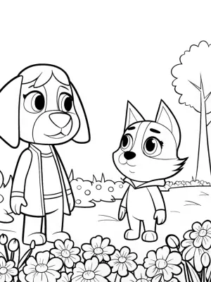 Bluey and Bingo’s garden adventure coloring pages