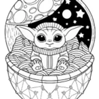 Baby Yoda building on an asteroid