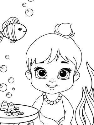 Baby’s underwater tea party coloring pages