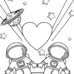Heart-shaped astronauts in space