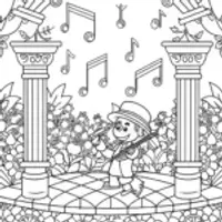 Mario playing in a musical garden